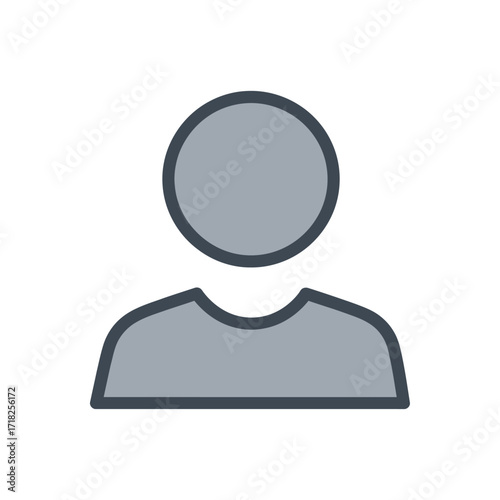 Simple gray avatar icon with a circular head and shoulders