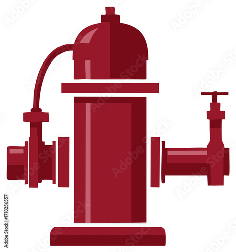 Red Fire Hydrant Vector Illustration for Public Safety and Emergency Firefighting Water Supply