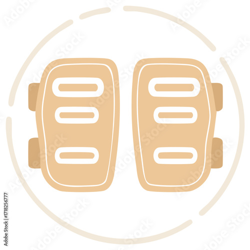 Pair of cartoon knee pads for protection during skating or other sports activity for safety and injury prevention