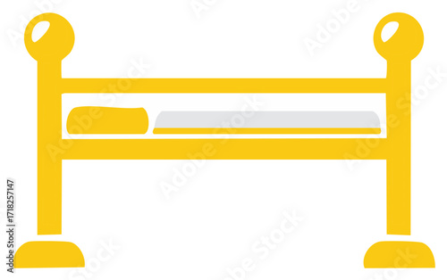 Stylized yellow bed illustration with a pillow and mattress for design