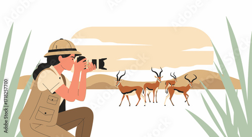 Wildlife Photographer Captures Gazelles: A Moment in the Savanna, Artistic Illustration