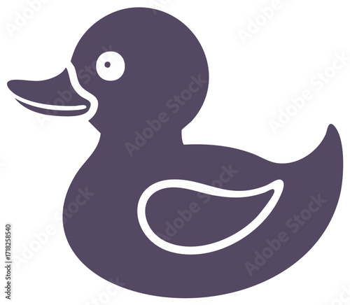 Simple Purple Rubber Duck Illustration Icon Symbol Aquatic Bird Play Toy Bath