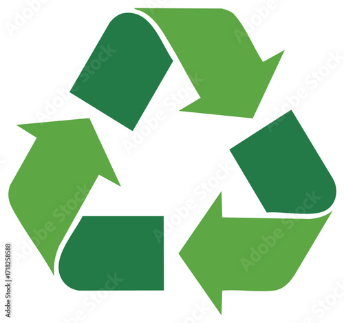 Universal Recycling Symbol with Green Arrows Indicating the Reduction Reuse and Recycle Process for Environmental Protection