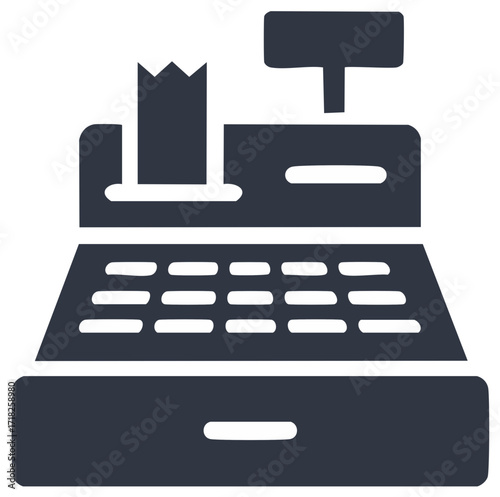 Simple flat icon of a cash register for retail checkout and commerce