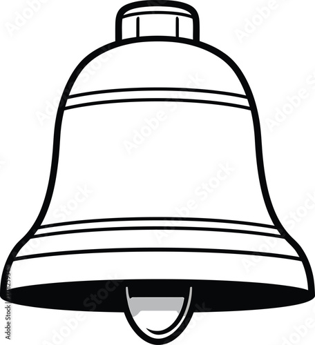 Large bell icon minimal outline, simple festival celebration illustration

