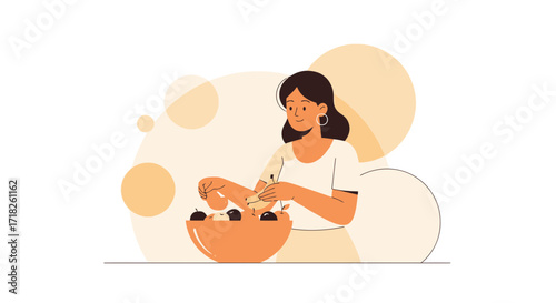 Woman Preparing Healthy Meal With Fruits and Vegetables For Dietary Nutrition and Wellness