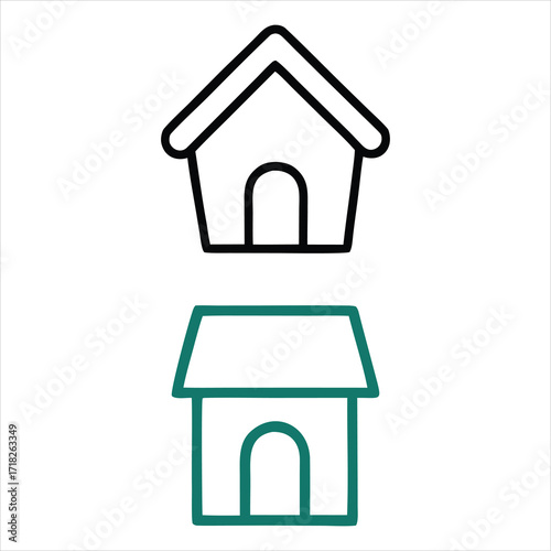 Black and teal dog house icons vector