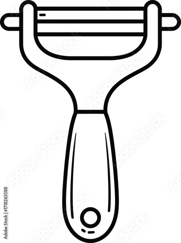 Simple bottle opener doodle, minimal kitchen utensil line drawing

