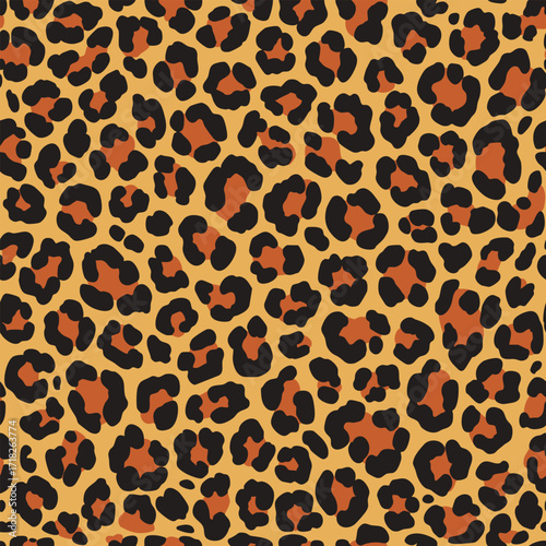 Seamless leopard print. Vector animal skin texture background	
