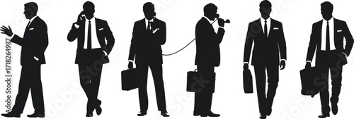 Business, silhouette, professional, teamwork, communication, walking, talking, briefcase, corporate, men