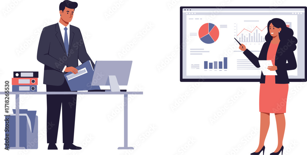 Fototapeta premium Business, teamwork, office, presentation, data, analysis, corporate, meeting, professional, charts, graphs, strategy, planning, workplace, collaboration