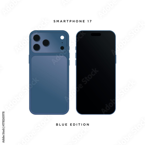 Smartphone 17 Device Template Wireframe BlueEdition