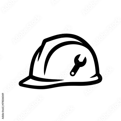 Hard hat with wrench icon for construction