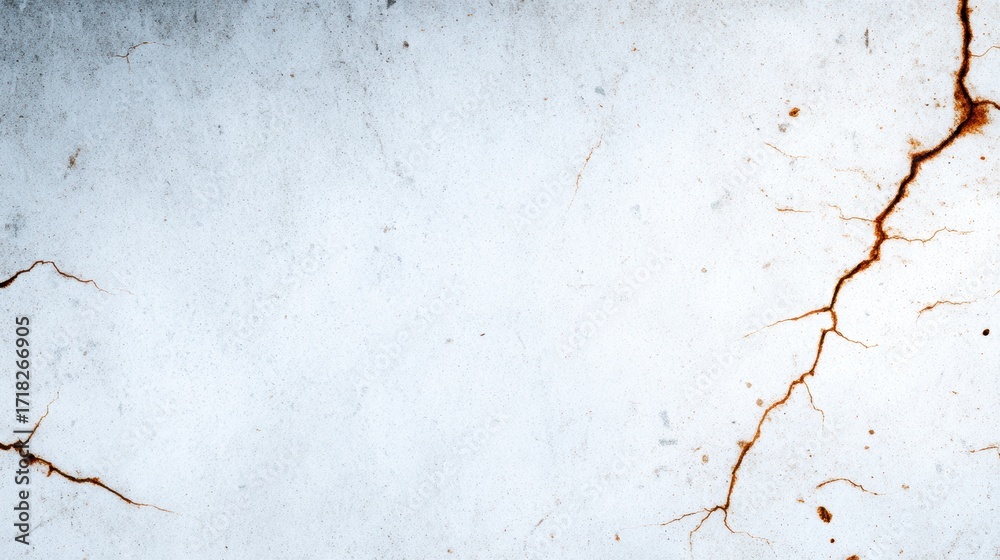 Obraz premium Cracked concrete surface with subtle rust stains, ideal for backgrounds in architectural designs