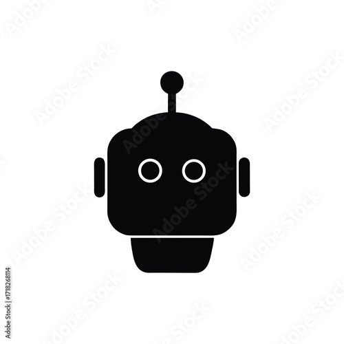 futuristic smart robot head icon glowing in neon