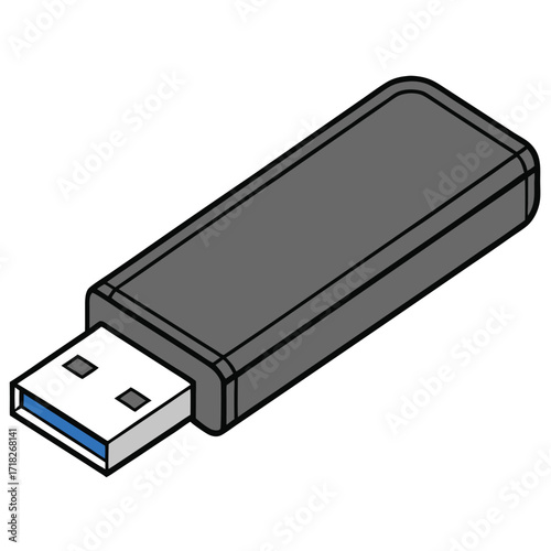 Simple usb flash drive design isolated on white background