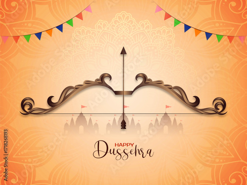 Happy Dussehra Indian festival mythological elegant background