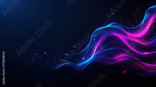 Vibrant Abstract Waves of Colorful Light on Dark Background