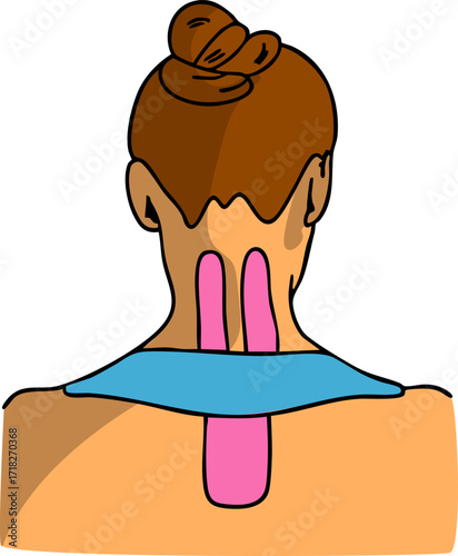 A kinesiology tape on a neck. Vector illustration.