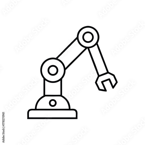  robotic arm icon holding a wrench flat design 