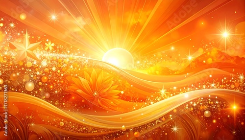 Radiant sunrise landscape