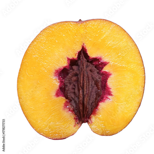 half a peach with a pit