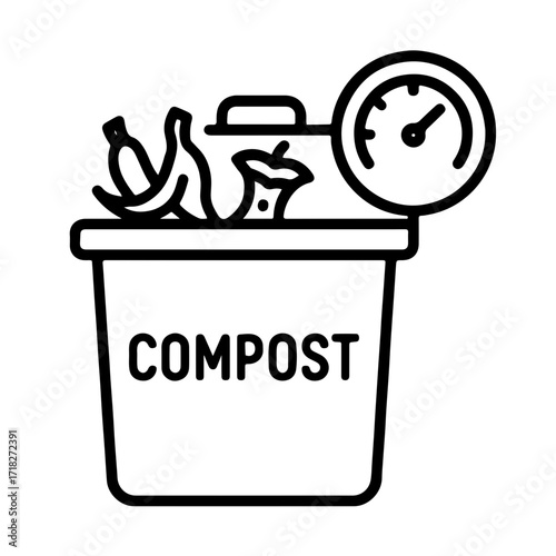 Eco-friendly icon, composting system app, sustainable waste management, green living tool, environmental recycling, organic waste solution
