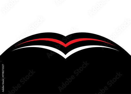 Transition from black to white Horizontal vector pattern of curved shapes. design element. Modern vector background with space for text. red black