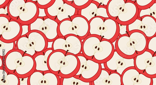 A vibrant, healthy food illustration featuring a delightful pattern of fresh organic vegetable-like fruit slices, ideal for culinary projects