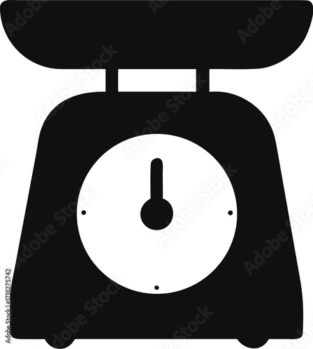 Metal weight scale icon with a clock and an arrow showing time on a car dashboard