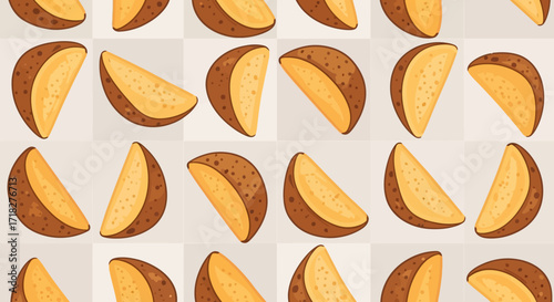 Organic Vegetable Food Pattern Fresh Potato Wedges Delight
