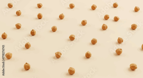 A scattered pattern of organic vegetable chickpeas, a simple and healthy food ingredient for a nutritious diet