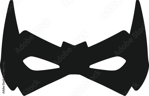 Batman mask silhouette, superhero icon, black bat symbol, comic book character, hero costume, cartoon face cover, dark knight emblem, vector illustration
