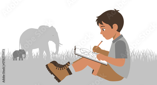 Young Artist Capturing African Wildlife: A Moment Of Inspiration and Creative Expression