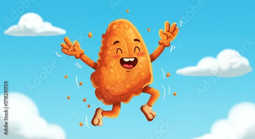 Happy fried chicken cartoon character