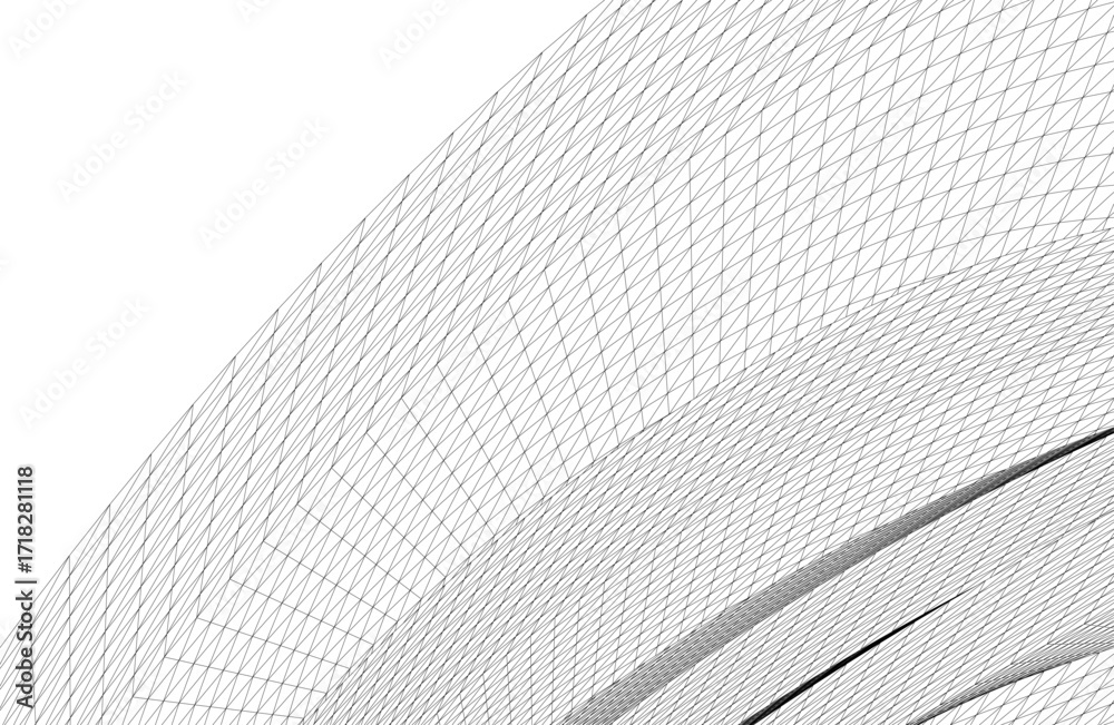 Naklejka premium Abstract 3D wireframe wave and shape, mesh illustration