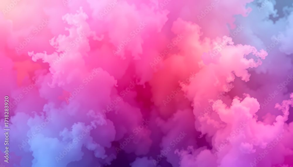Fototapeta premium Abstract colorful cloud-like formation with pink, purple, and blue hues, creating a soft, dreamy effect. The image evokes a sense of wonder and tranquility.