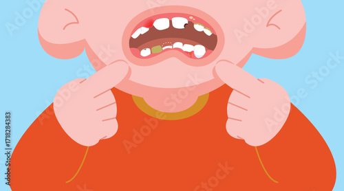 Cartoon tooth - Dental Problems illustration vector design. Dental care concept.