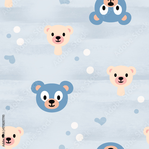 Seamless Teddy bear pattern design for woman apparel such as nightwear, sweatshirt, t-shirt, knitwear and other uses.Little princess seamless pattern. Cute icons. Repeat pattern for kids. Unicorn
