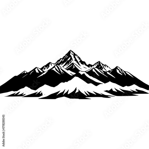Mountain range vector illustration for hiking camping and outdoor svg use silhouette