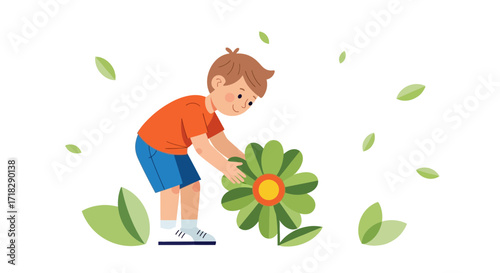 Young Person Connecting With Nature and Appreciating a Beautiful Giant Flower