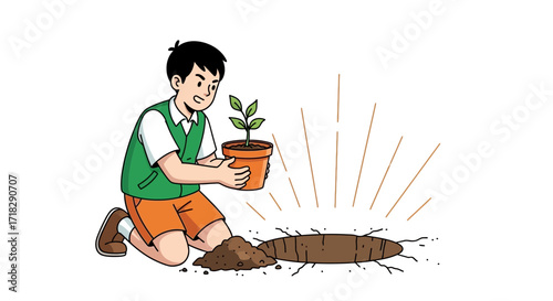 Young Person Planting New Life And Cultivating Hope For A Flourishing Future