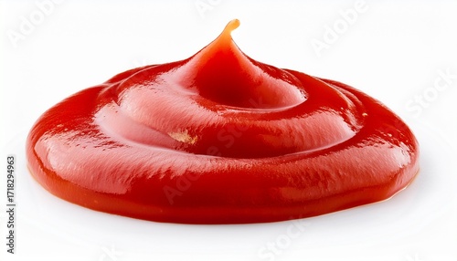 Red Tomato Ketchup Splashes Isolated On White Background
