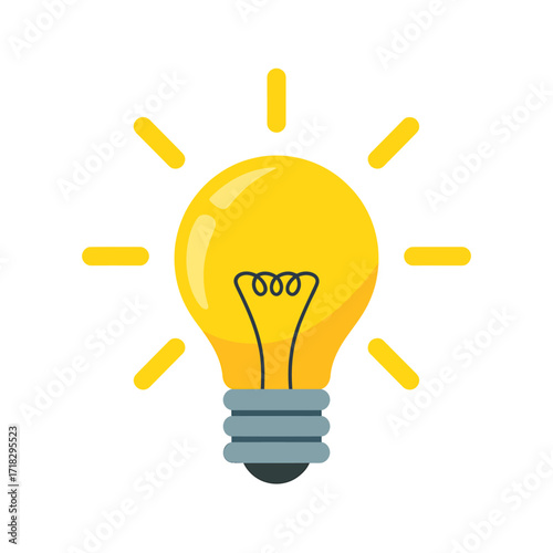 Bright yellow light bulb symbol of innovative idea creativity inspiration and solution conceptual image on white background representing business startup