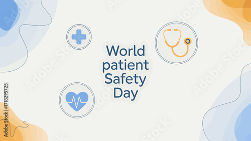 Promoting World Patient Safety Day with medical icons and abstract design calling for awareness and improved healthcare protocols worldwide