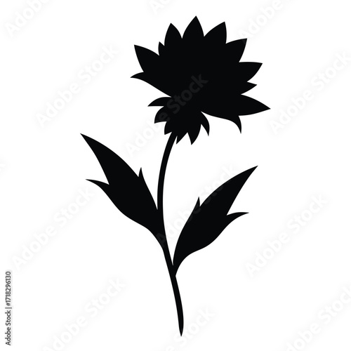 Cornflower Silhouette Illustration Simple Floral Design on White Background for Various Creative Projects