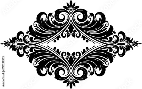 Elegant black ornate flourish border design for invitations, certificates, and decorative projects, adding classic sophistication and timeless beauty.
