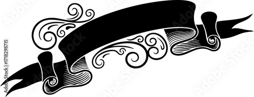 Elegant vintage flourish banner adds classic sophistication and decorative flair to announcements, titles, and design projects