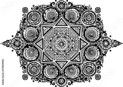 Intricate ornamental design with symmetrical patterns, perfect for elegant branding, luxury decor, and artistic projects, creating a stunning visual impact.
