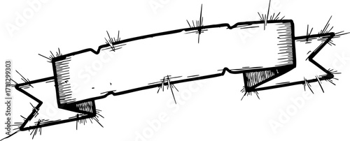 Hand-drawn banner graphic with space for text, perfect for announcements, headings, or creative design projects, offering a vintage or rustic aesthetic.